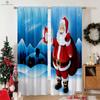 Merry Christmas Window Curtain, Rod Pocket, Suitable for Bedroom, Living Room, Outdoor Decoration, Can Be Customized, 2Pcs