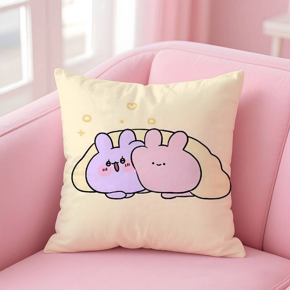 A-Asamimichan Cute Bunny Pillow Case Comfort Sofa Bed Silky Elegant Invisible Zipper Custom Decorative Cushion Cover