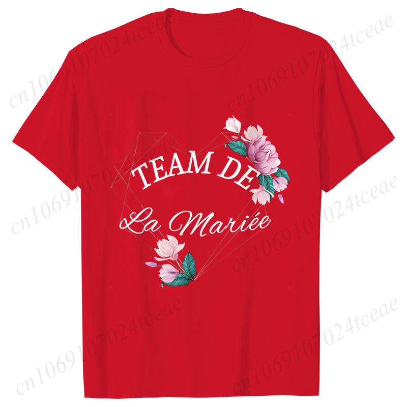 French Team Bride Squad T-shirt Flower Graphic Bridal Shower Wedding Tops Women Bachelorette EVJF Party Blouses Bridesmaid Tees