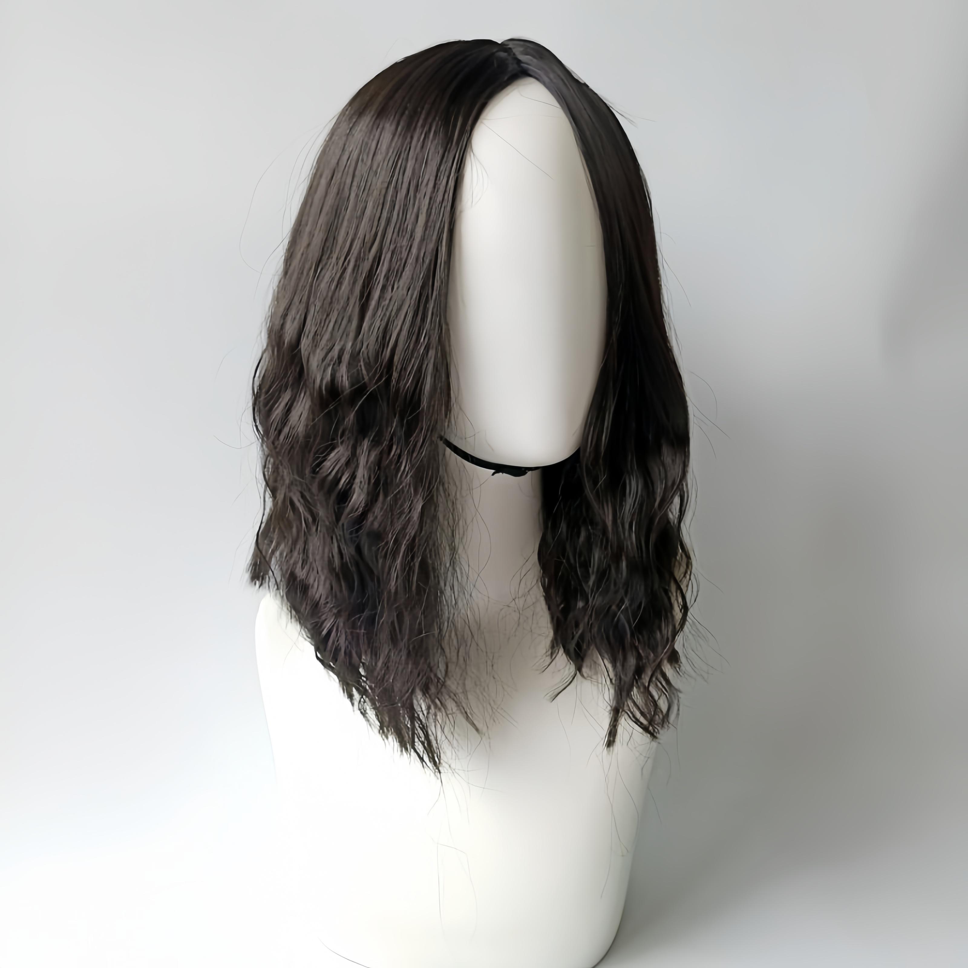 

Wig men s shoulder-length curly hair handsome corn hot fashion synthetic fiber high temperature silk wig full head cover
