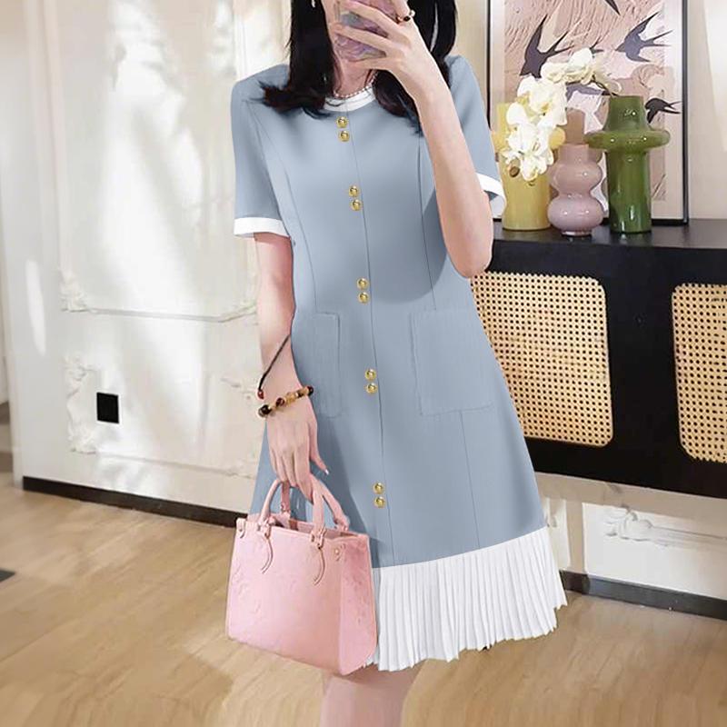 

ZANZEA Женское повседневное летнее платье с круглым вырезом и короткими рукавами 5XL светло-синий