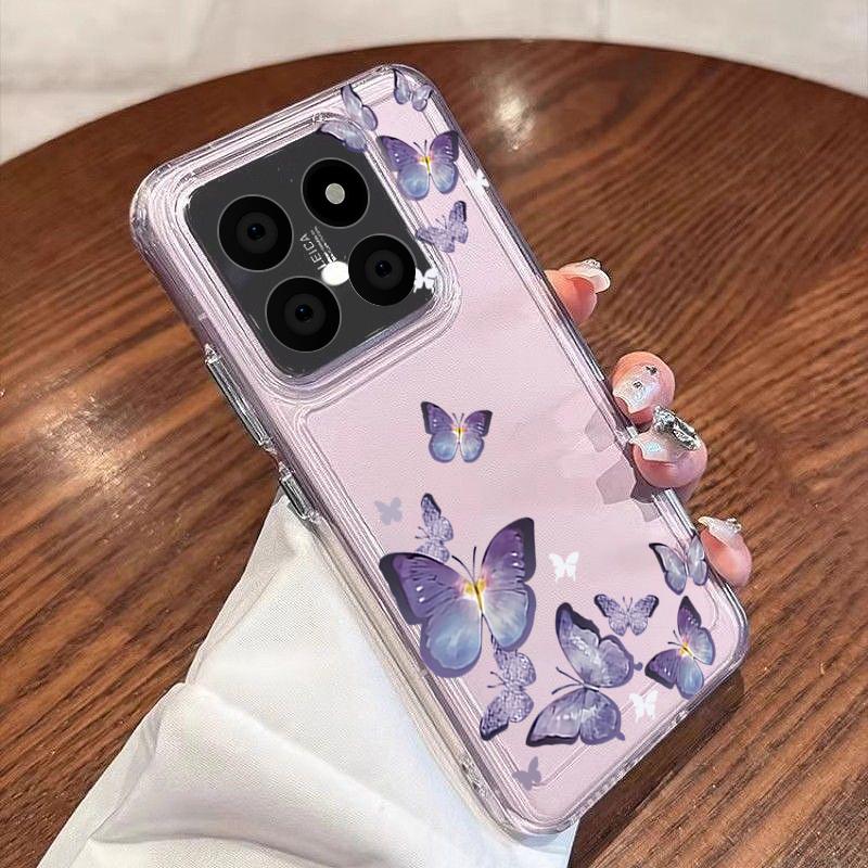 Creative Butterfly Flowers Pattern Case For Xiaomi Redmi Note 15 Pro 4G Funda Redmi Note 14 13 Pro 5G Clear Silicone Soft Cover