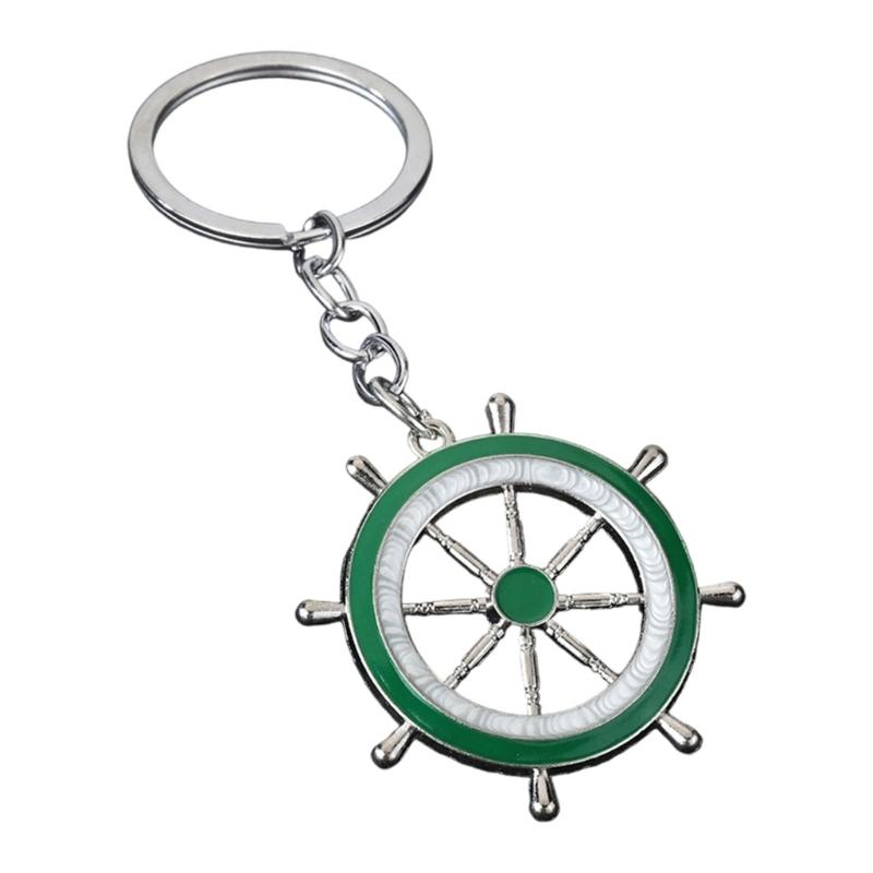 Practical Everyday Use Keychain Decors Featuring Marine Anchors And Helm In Zinc Alloy Blue White Color Scheme