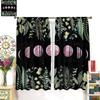 Boho Moon Decor Curtains,Magic Moons and Stars Boho Pattern for Home Kitchen Restaurant Decoration Window Curtain 2Panel