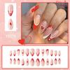 24 Buc. Unghii False Franceze de Ziua Îndrăgostiților, Lungi, în Formă de Migdală, Acoperire Completă, Unghii Artificiale, Lucioase, Autocolante, cu Design de Inimă
