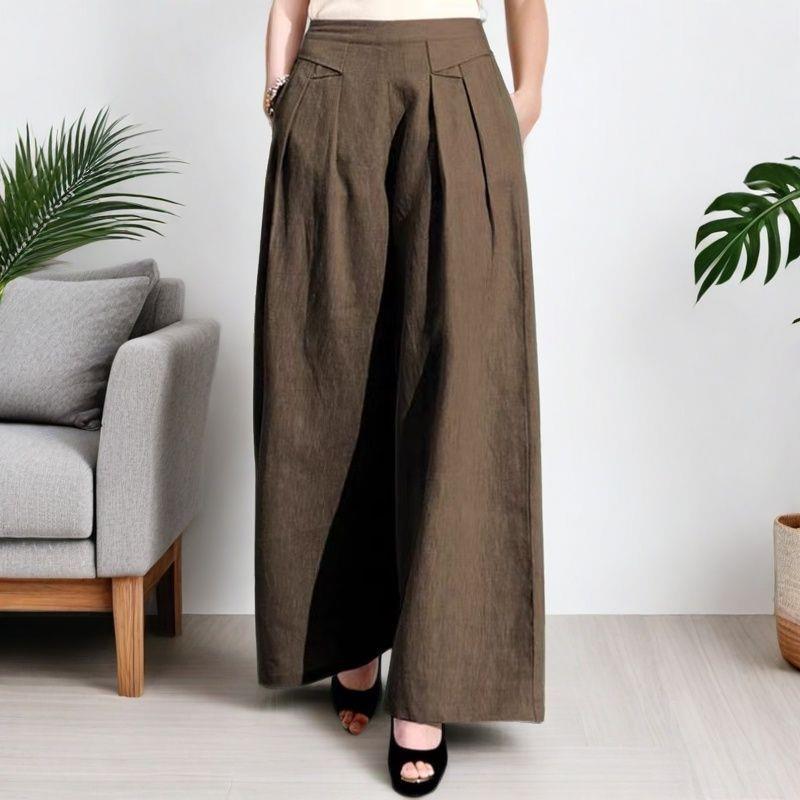 

Women s High-Waist Linen Wide-Leg Pants - Spring 2026 Collection, Plus-Size, Good Drape, Straight Long Cut 2XL [145-160 lbs]