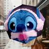 1pc Stitch Heart Automatic Folding Umbrella, Heavy Duty 8 Rib Iron Frame,  Suitable for Travel, Daily Use, Birthday, Decor Gift M0104051