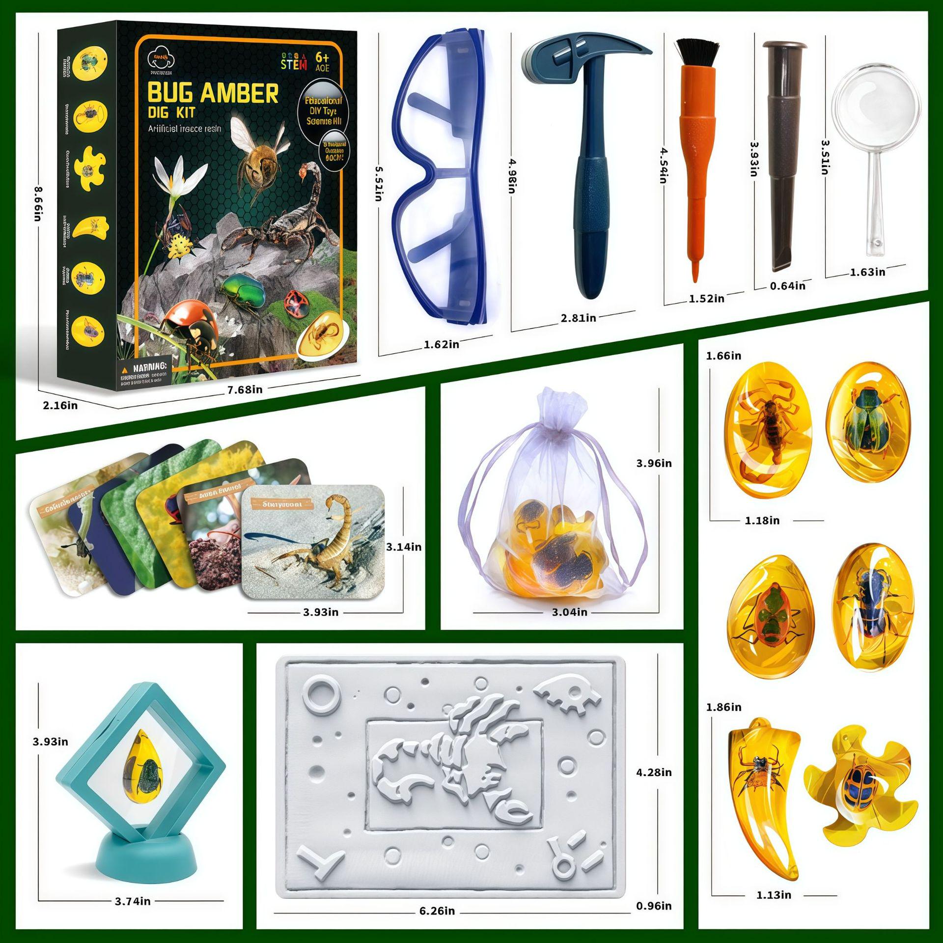 Children s Insect Amber Archaeological Excavation Kit: Treasure Hunt & Chisel Stone Toy