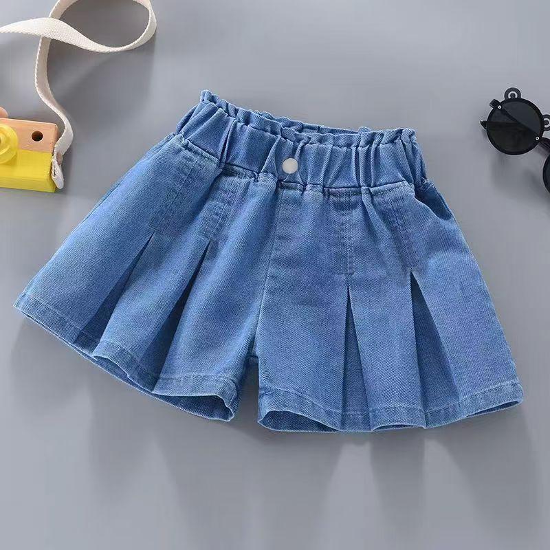 Neue Mädchen Jeansrockhosen Sommer Ausländische Shorts Kinder Faltenhosen Mode Koreanische Version von Kinderkleidung