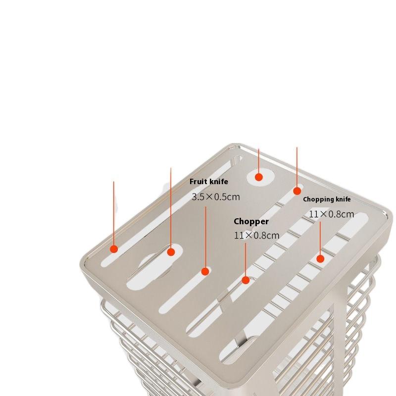 304 Stainless Steel Kitchen Knife Holder Utility Knife Rack Countertop Organizer with Drip Tray for Chef Rust-Proof Organizer