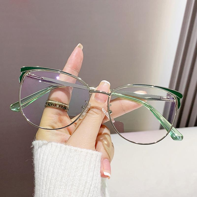 Blue Light Blocking Glasses Women Oversized Eyeglasses Clear Cat Eye Computer Myopia Glasses Safety Eyewear Alloy Spectacles -2