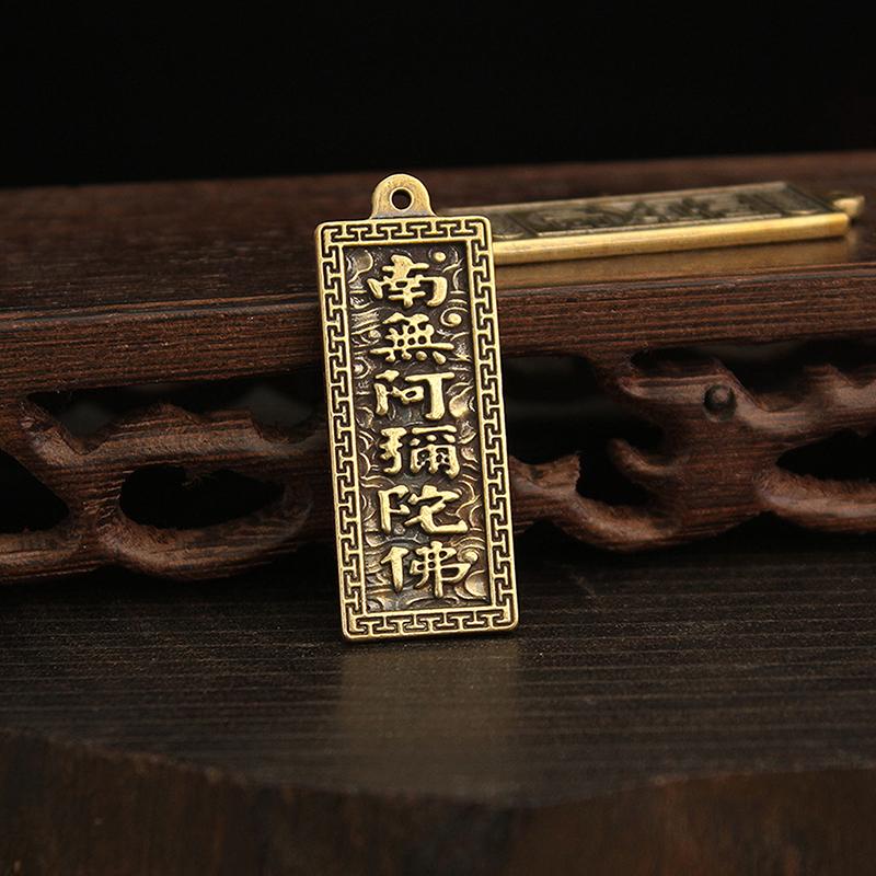 1 Stück Messing Amitabha Buddha Anhänger Auto Schlüsselanhänger Anhänger Halskette Anhänger