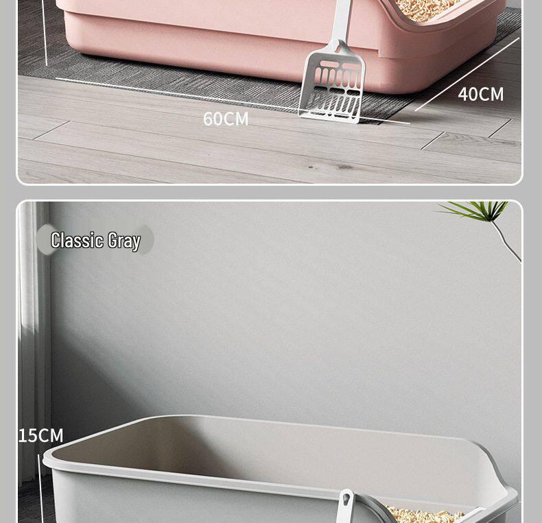 Anti-Splash Jumbo Cat Litter Box: Semi-Closed Super Large Cat Toilet