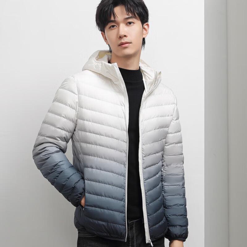 Tri-polar Men's Lightweight Gradient Hooded Short Down Jacket TP9128
