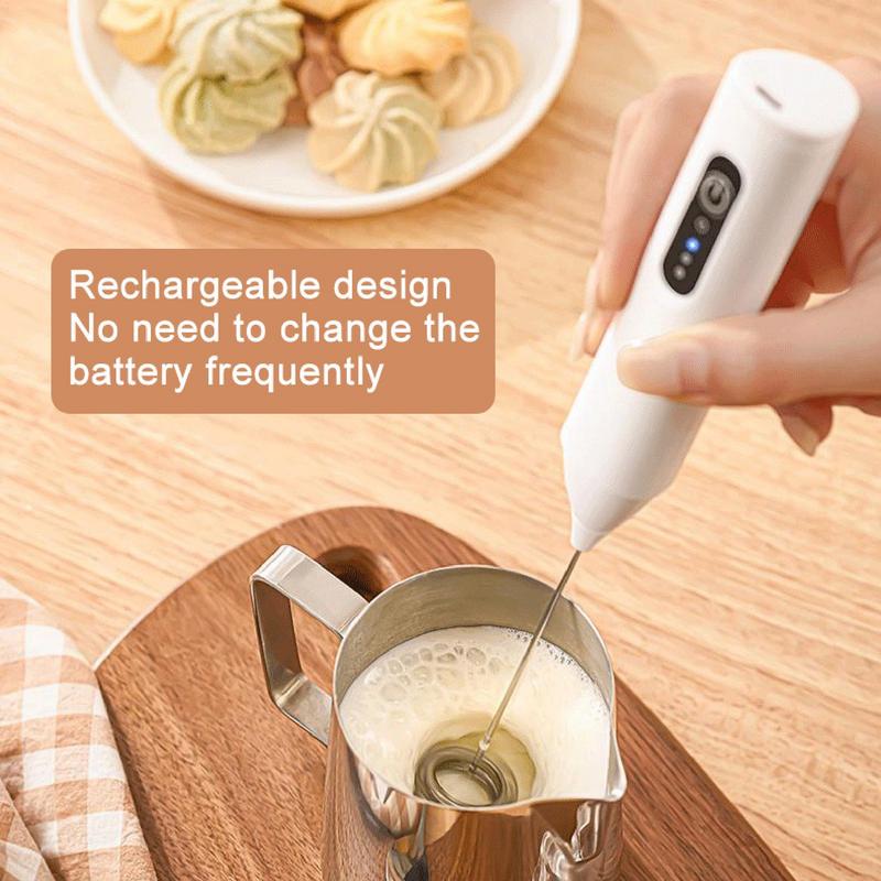 Milk Frother Rechargeable Handheld Frother Removable Kitchen Gadgets Reusable Baking Tool for Home Restaurants Coffee Shop