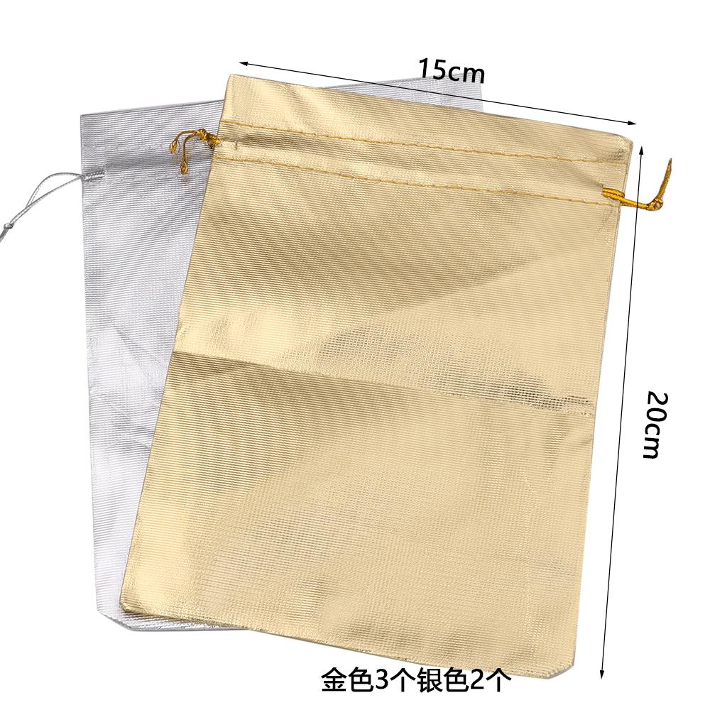 5-10Pcs Silver/Gold Foil Cloth Drawstring Bags Jewelry Gift Bags Candy Beads Bracelet Packing Pouch For Wedding Gift Storage Bag