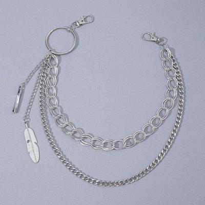Trouser Chain for Men Women Metal Punk Rock Double-Layer Feather Pants Chain