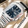 Luxury Square Fashion Man Wristwatch Waterproof Luminous Date Week Quartz Watches Stainless Steel Watch
