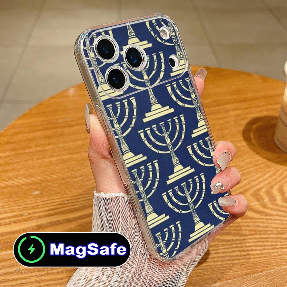 Jewish Hanukkah Mobile Phone Case for iPhone 17 16 15 14 13 12 11 Air Pro Max Plus Mini Magsafe Clear Colorful Cover Luxury