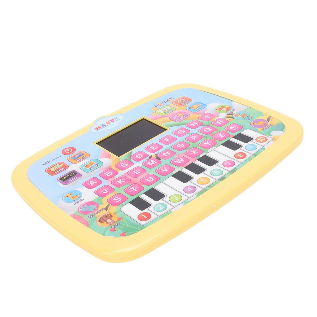 Tablette d'apprentissage pour enfants Écran LED Éducatif Alphabet Chiffres Lecture d'histoires Tablette d'apprentissage Jouet Jaune