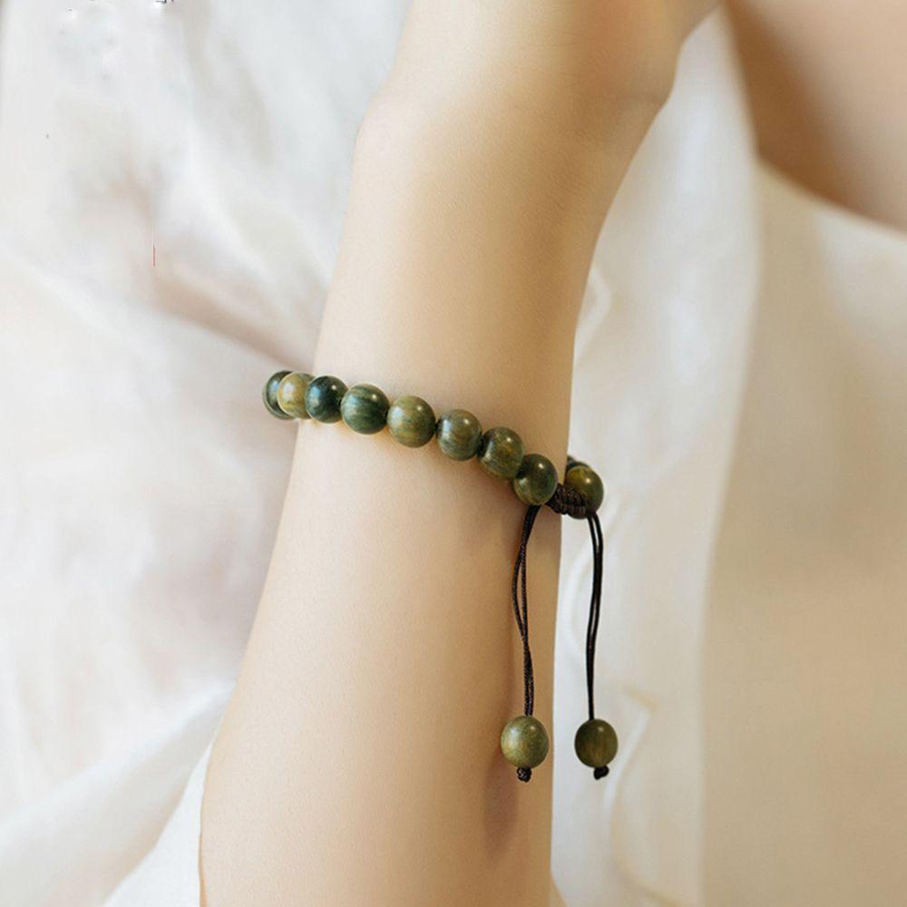 

Браслет из зеленого сандалового дерева, плетеный вручную, в китайском стиле, плетеный браслет для женщин