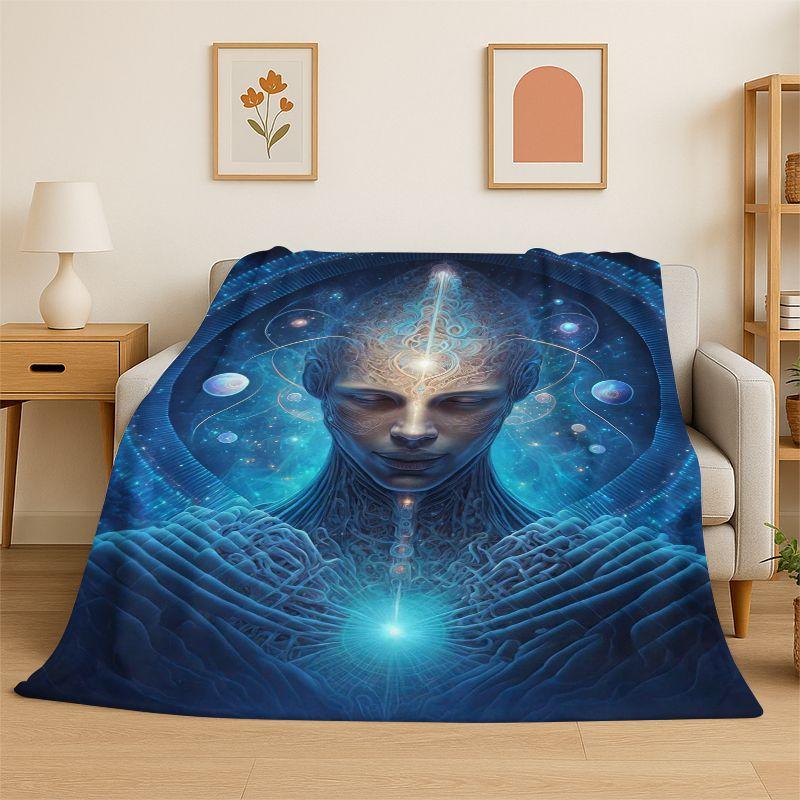 Rainbow Chakra Yoga Mandala Meditation Flannel Blanket Soft Throw Blanket for Bedroom Living Room Bed Travel Camping Picnic Nap