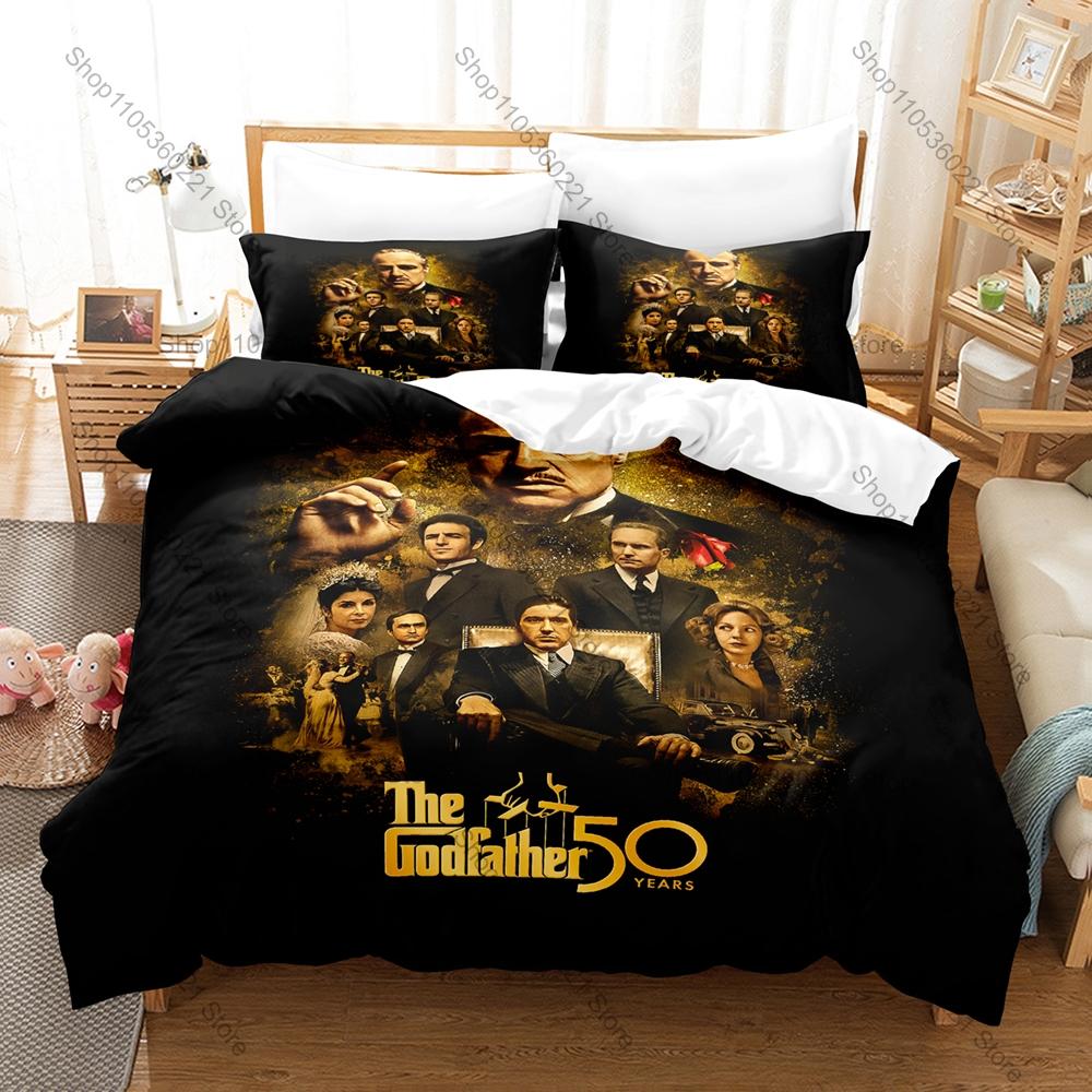 Cool Icon Godfather Portrait Graphic Bedroom Decor Bedding Duvet Cover + 2 Pillowcases Classic Movie Fan Room Decor