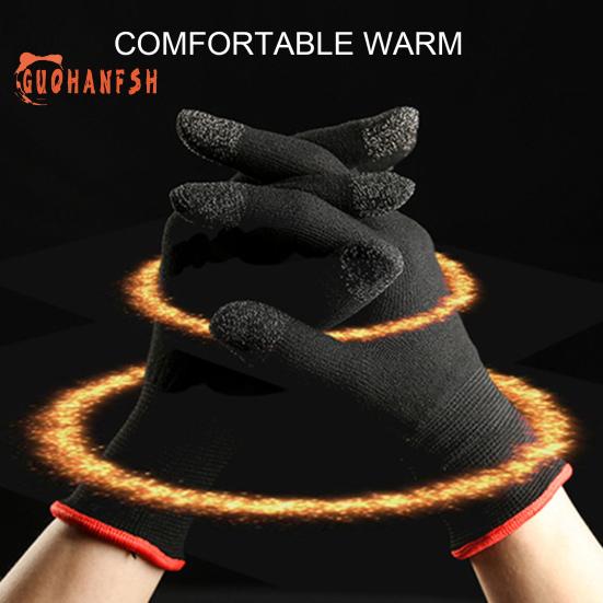 2Pcs Gaming Touch Screen Gloves Breathable Lightweight Warm Thin Sweat-proof Multifunctional Mobile Game Gloves