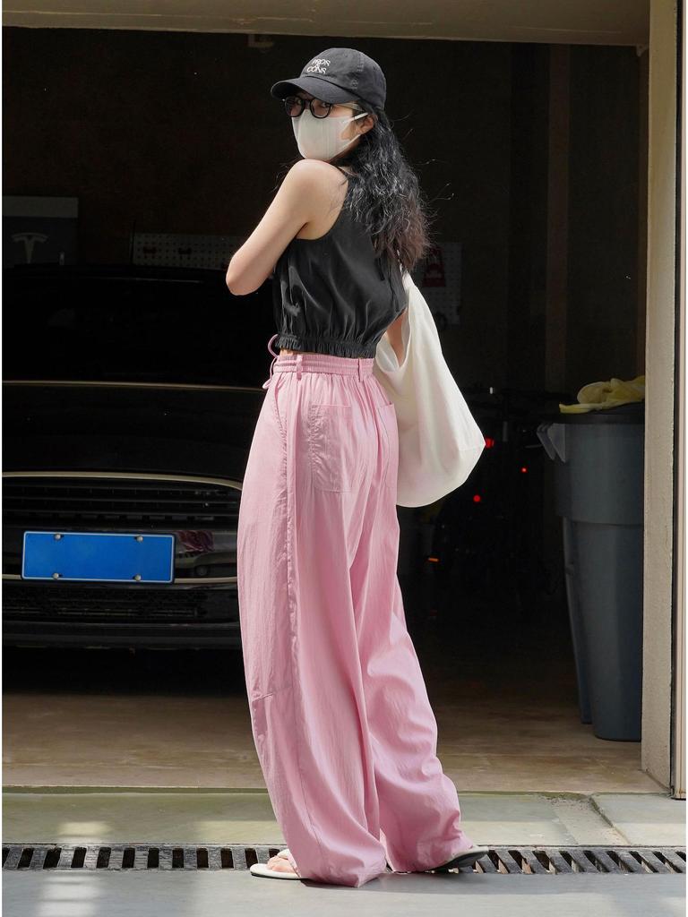 Louvre Summer Women's Korean Style High-Waist Wide Leg Casual Sun Protection Pants