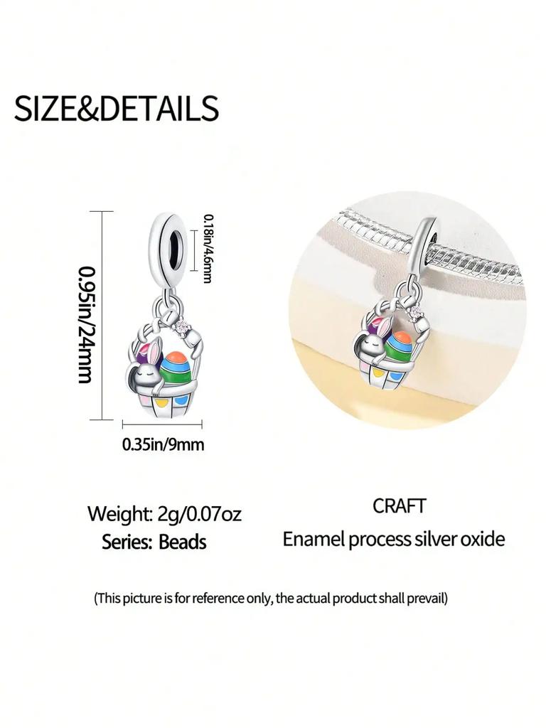 Copper Plated Original Charms Easter Bunny Eggs Beads Fit Bracelet Women'S Jewelry Gift