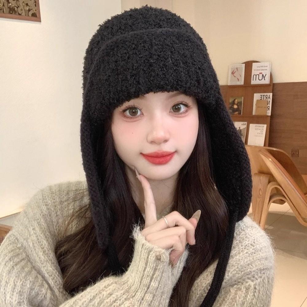 Warm Knitted Hat Plush Beanies Cap Cute Winter Hat