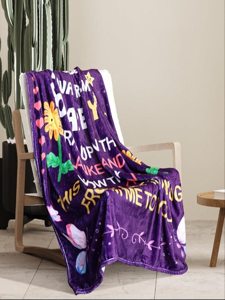 KAAYEE Healing Throw Blanket Inspirational Gifts for Women Get Well Soon Presents X Purple