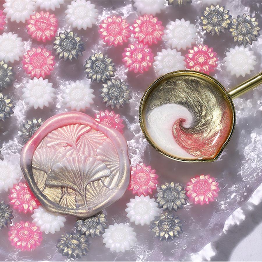 100 Stück/Beutel Aurora Sonnenblume Gemischte Farbe Siegelwachsperlen, für Hochzeitseinladungen, Briefumschläge, Wein-Geschenkverpackungen