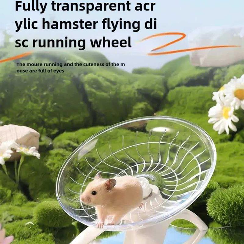 Silent Hamster Flying Saucer Wheel Quiet Exercise Runner for Syrian Hamsters Hedgehogs Squirrels - Stable Stand Non-Slip Toy