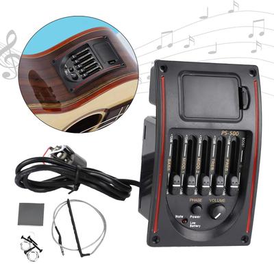 Guitar Pickup 5 Band Preamp EQ Tuner Piezo LCD Display Amplifier Volume Control for Acoustic Guitar Tools and Repairs