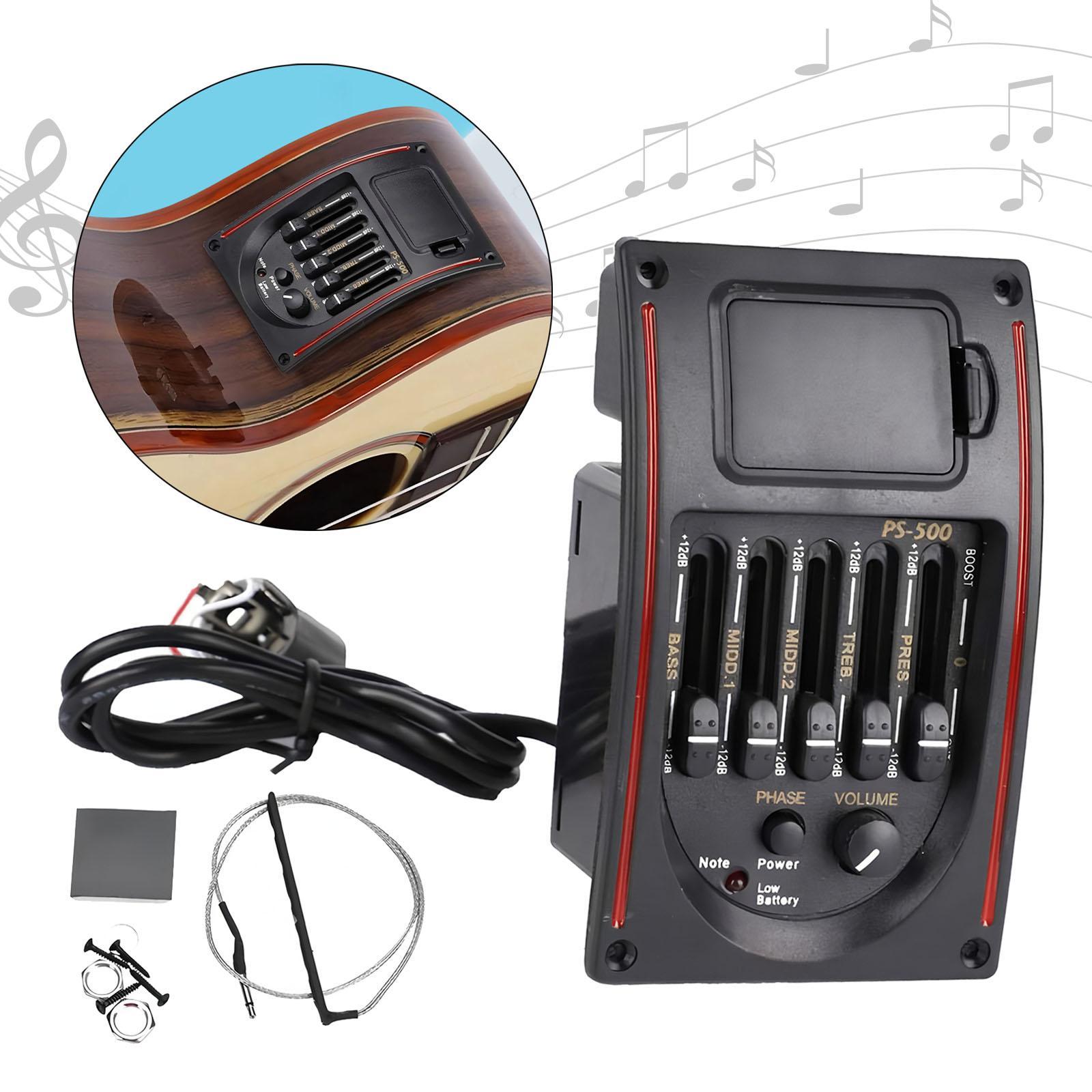 

Guitar Pickup 5 Band Preamp EQ Tuner Piezo LCD Display Amplifier Volume Control for Acoustic Guitar Tools and Repairs
