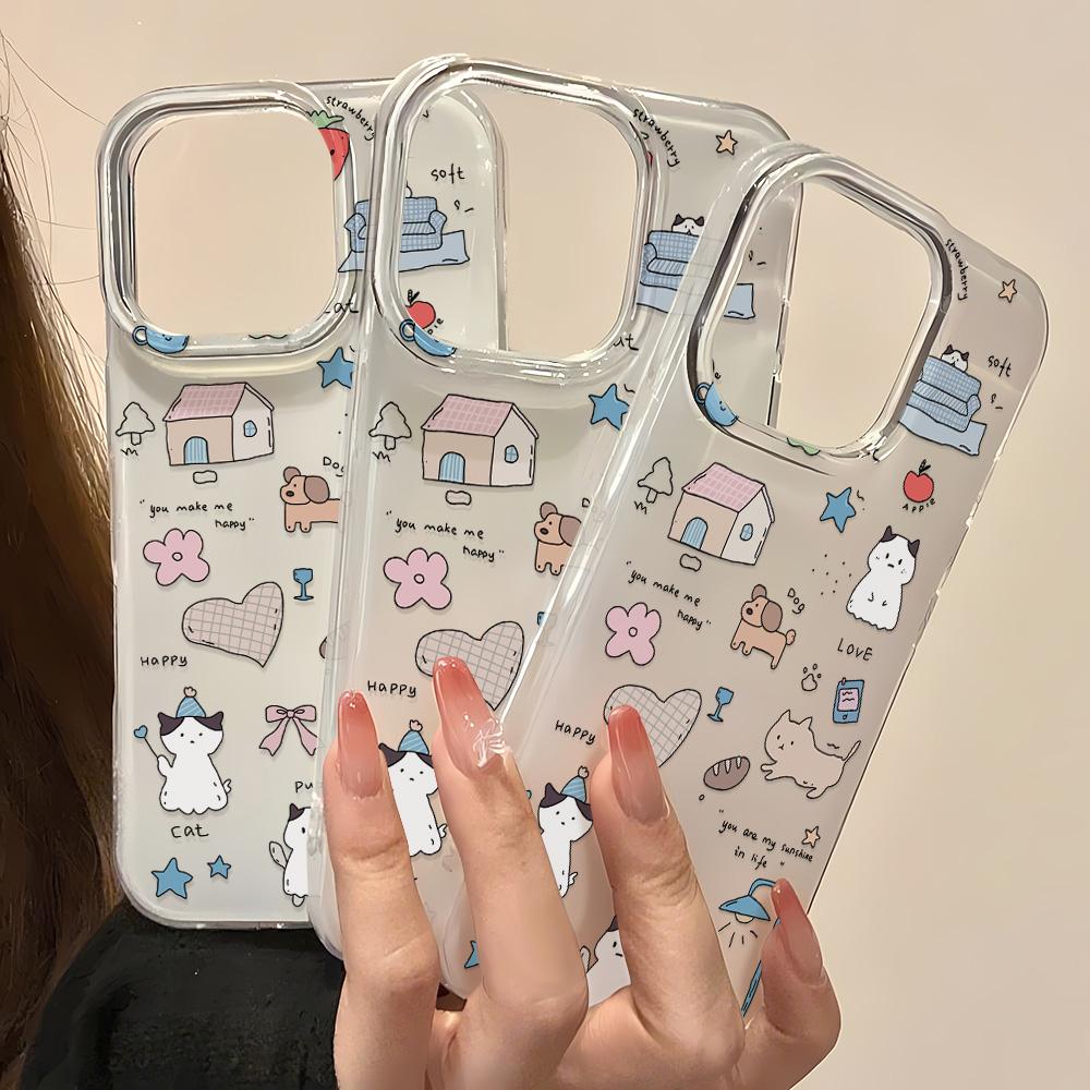 Painted Phone Case for iPhone 12 13 15 16 iPhone 16 12 13 14 15 Pro  14 15 16 Pro Max Coverage Shockproof Anti-Fingerprint Fresh Style Protective Case