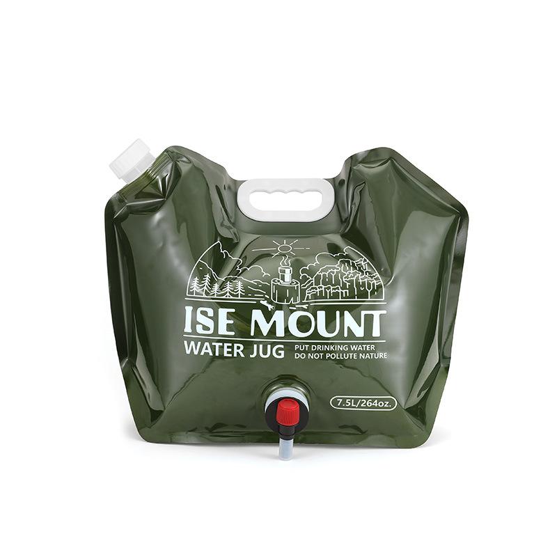 

Outdoor folding water storage bag large capacity plastic bucket with valve camping supplies portable handheld water bag зелёный