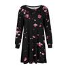 Damen Langarm A-Linien-Kleid Lässiger Pullover Mit Knopf Lockere Passform Kleid Mit Taschen