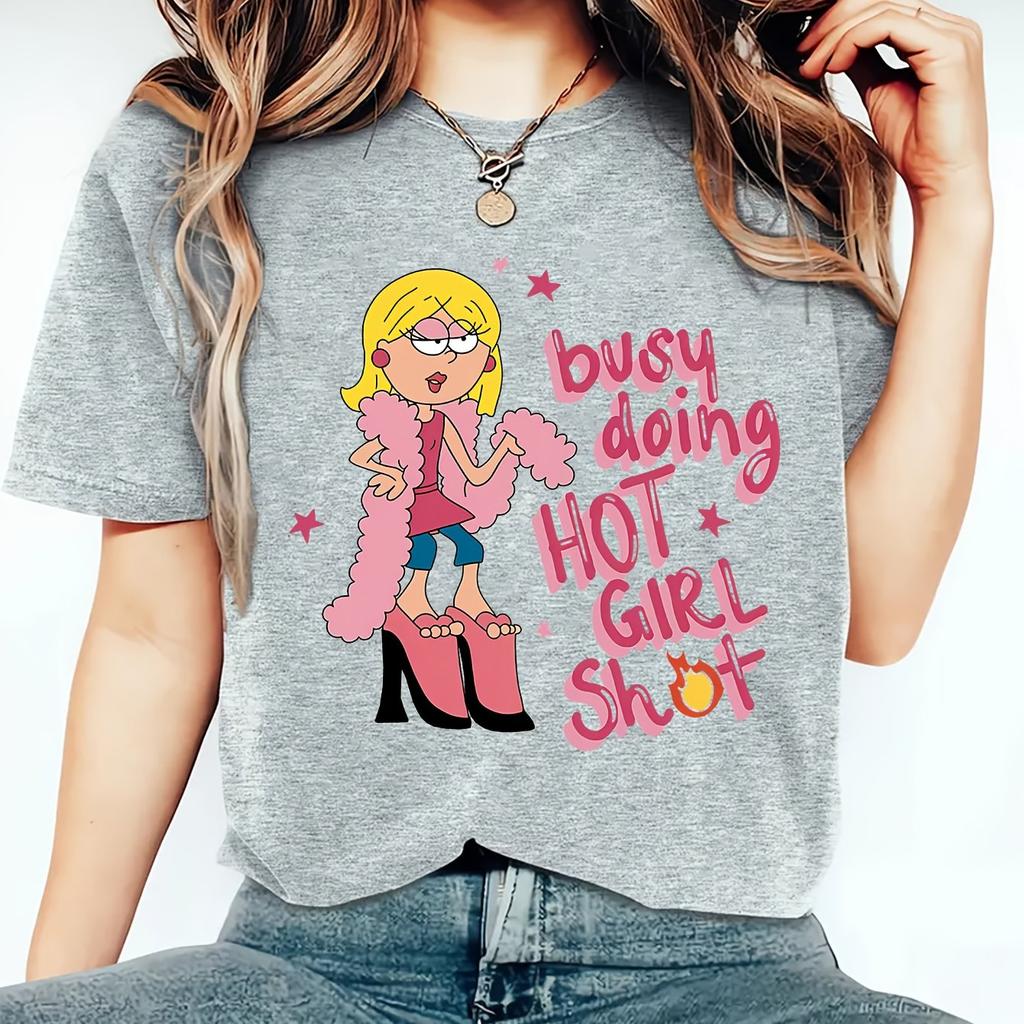 WomenS Short Sleeve Cartoon Character TShirt Liz McGuire Is Busy Doing Hot Shots Retro Graphic Tee Print Spring Summer