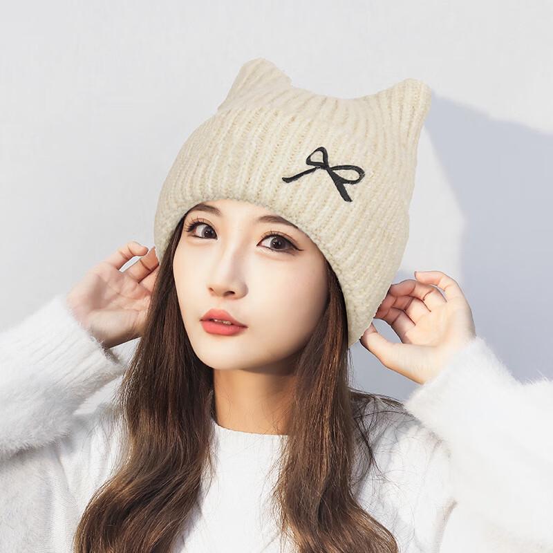 Женская зимняя милая вязаная шапка с кошачьими ушками Zhenyueqi One Size