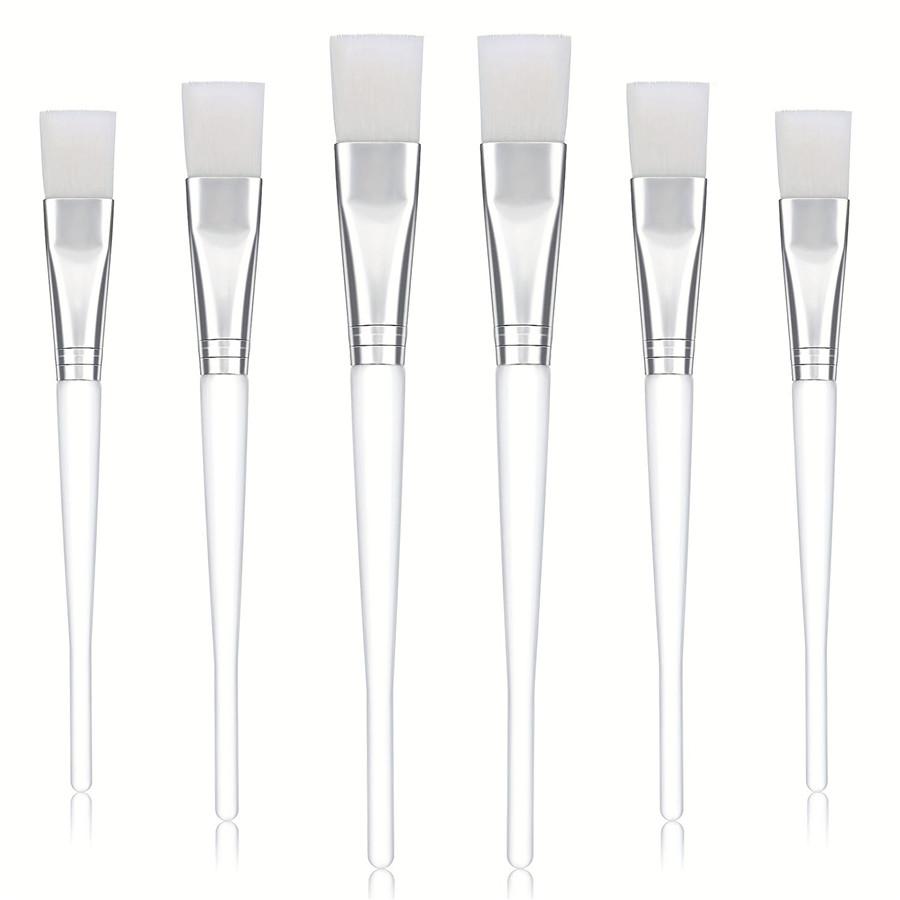 

6pcs set of facial mask brushes, facial application brushes, beautician brushes with hollow transparent plastic handles білий