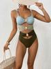 2026 Patchwork Metal Buckle Bestseller Women's One-Piece Swimsuit - European and American Beach Style