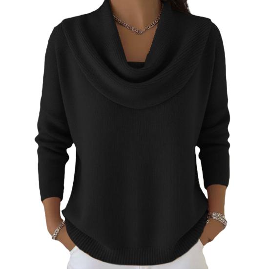Pull Femme Col Bateau Manches Longues Couleur Unie Hauts Pull-Over Coupe Slim Doux Respirant Hiver Superposition Tricots Décontractés