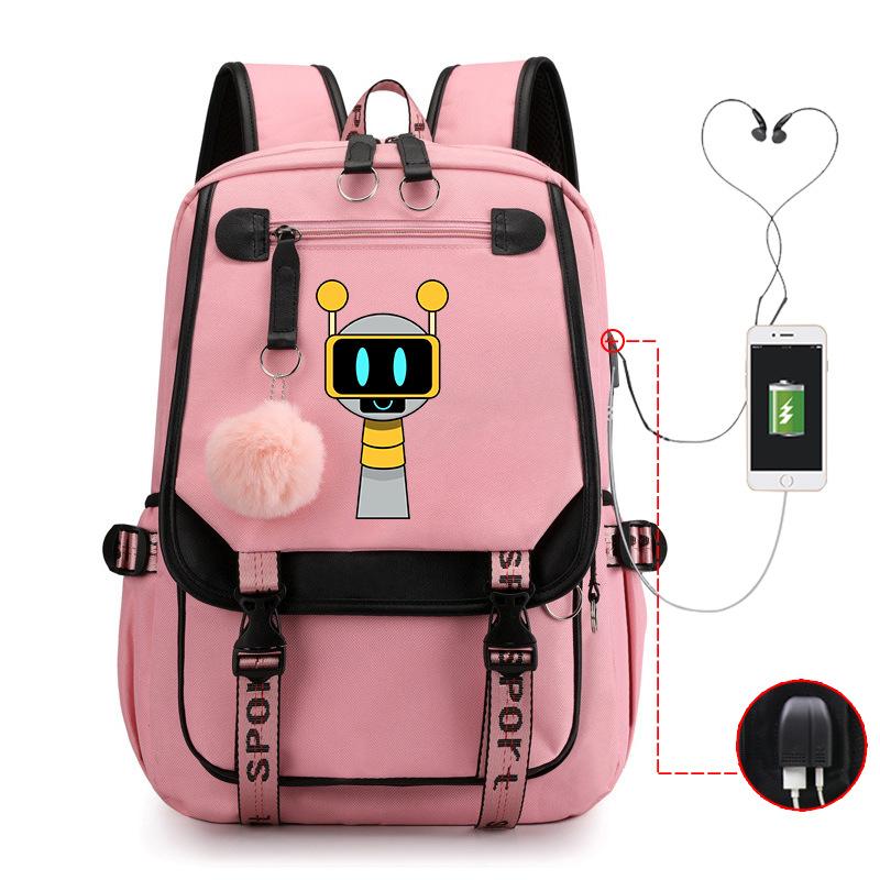 Personality Trend Cartoon Printing Double Shoulder College Style Student Leisure Schoolbag Multi-function Large Capacity