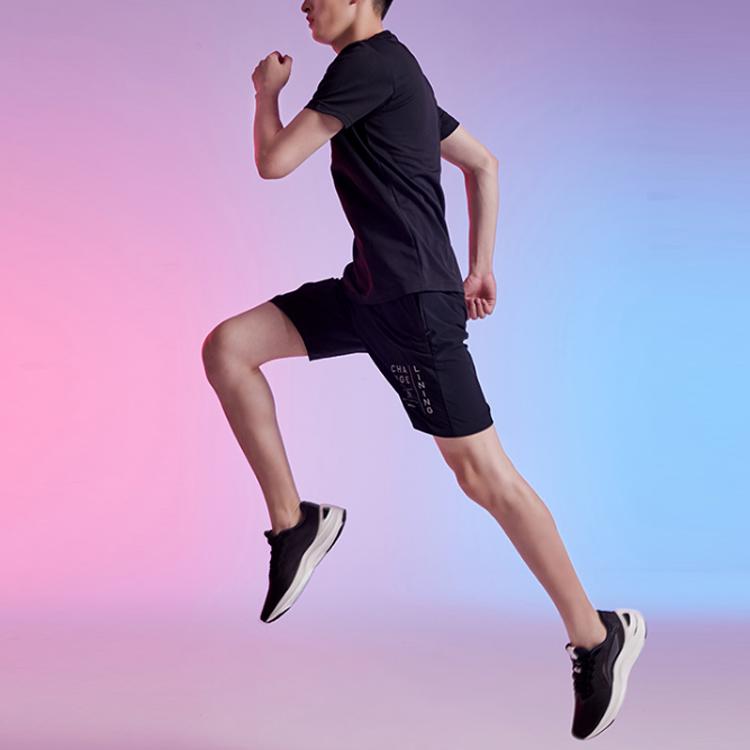 Li Ning Training Series Round Neck Letter Print Sports Short Sleeve T-Shirt Men Tops Black ATSQ305-2