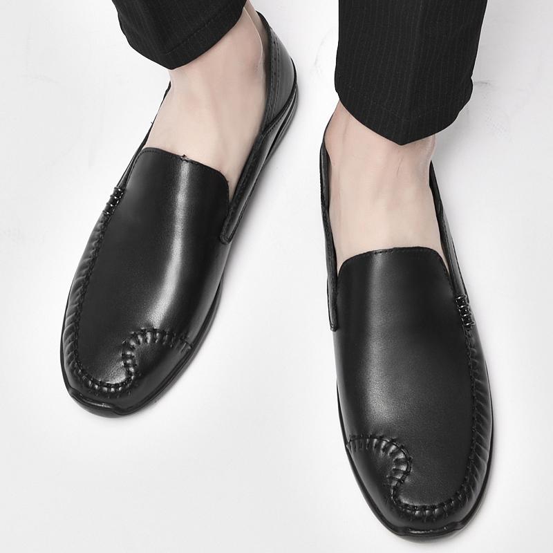 Genuine leather men's loafers Fashionable gentleman minimalist style Driving Outdoor Business Party flat Quality Office shoes