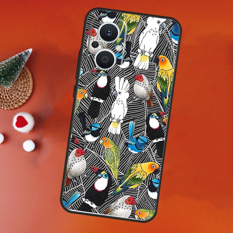 Colorful Parrots Case For OPPO Find X9 X5 X6 X8 Pro OPPO Reno 14F 13F 12F 11F 10 12 13 14 Pro 7 8 Lite Cover