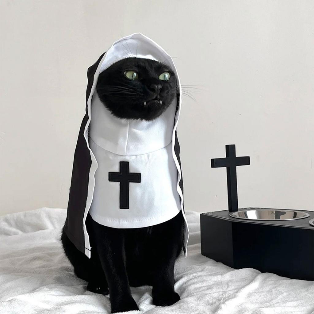Whimsically Pet Nun Cloak Robe Dress Halloween Costume Parties Supplies For Dog Cats Photoshoots Fun Cosplay Outfits
