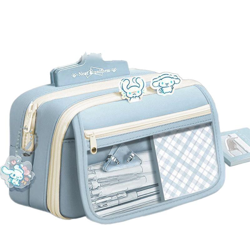 2025 Large Nine-Layer Transparent Pencil Case for Students, Flip-Top Dopamine Color Stationery Bag